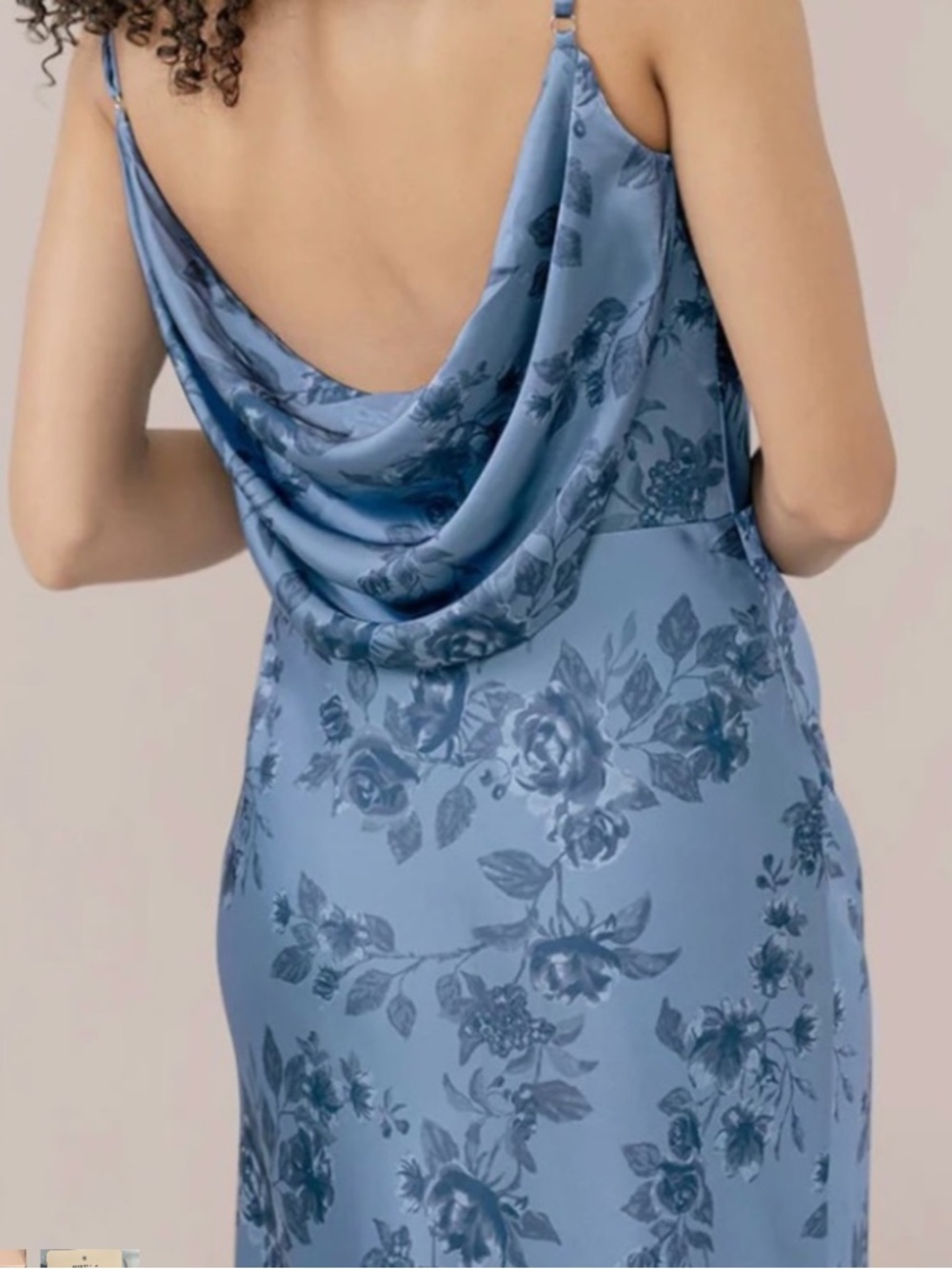 Revelry Nadia Satin Dress Indie Blue Bouquet Size 4 - Picture 2 of 14